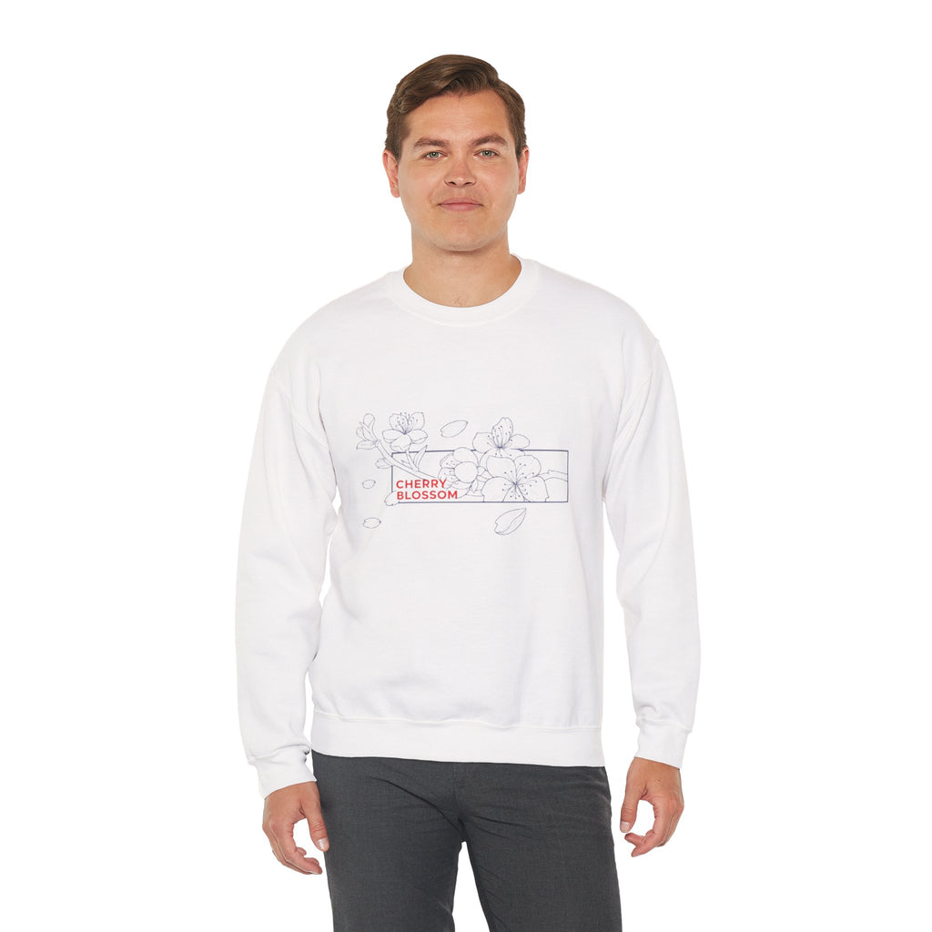 Cherry Blossom Crewneck Sweatshirt — Minimal Floral Graphic
