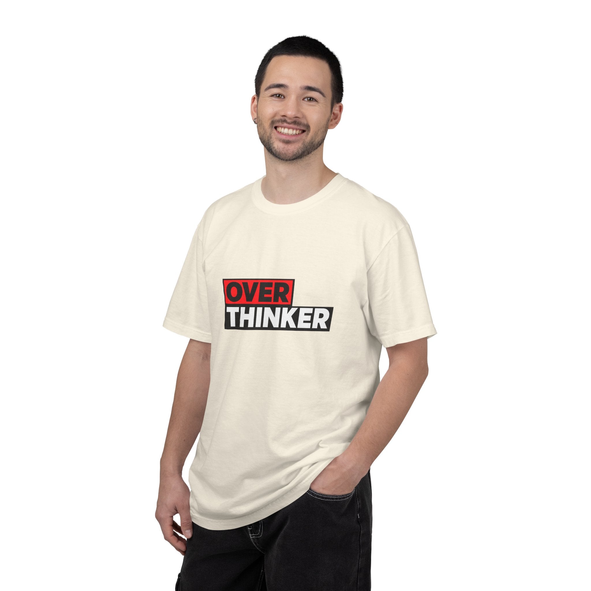 Overthinker Graphic T-Shirt — Bold Red & Black Text Tee