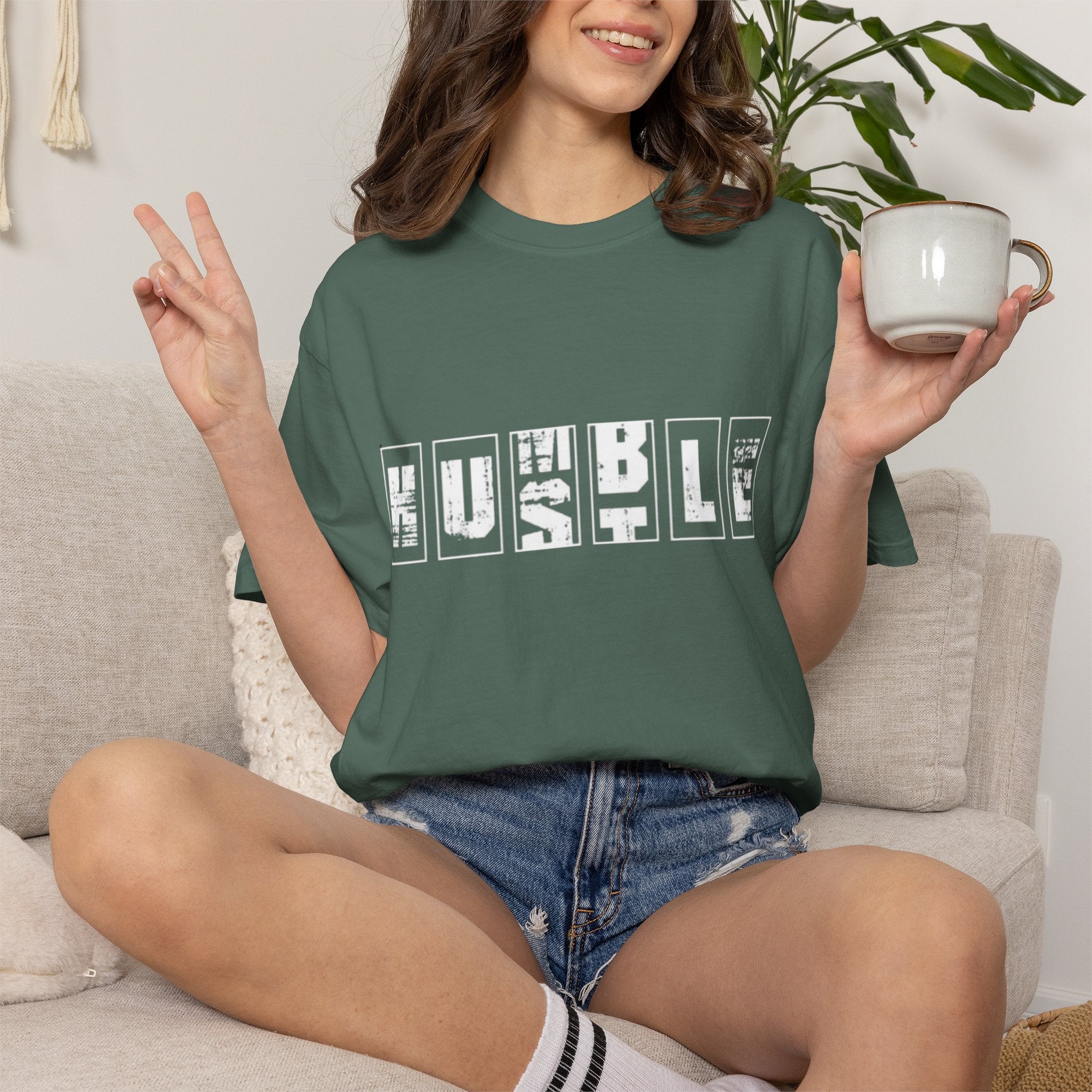 Hustle Block Letter T-Shirt — Vintage Graphic Tee with 'HUSTLE' Design