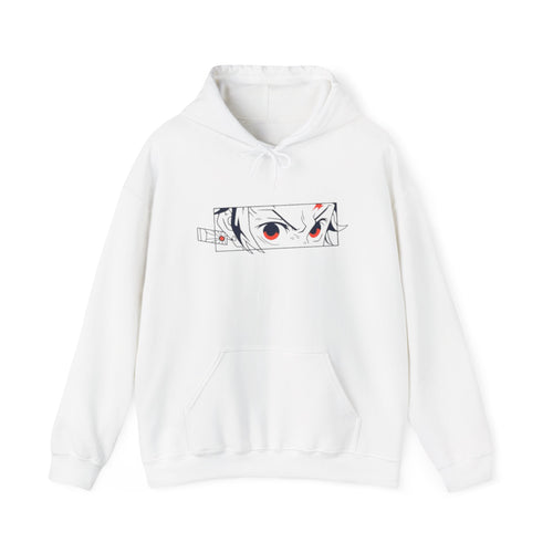 Anime Eyes Hoodie — Minimal Red & Black Manga Gaze Sweatshirt