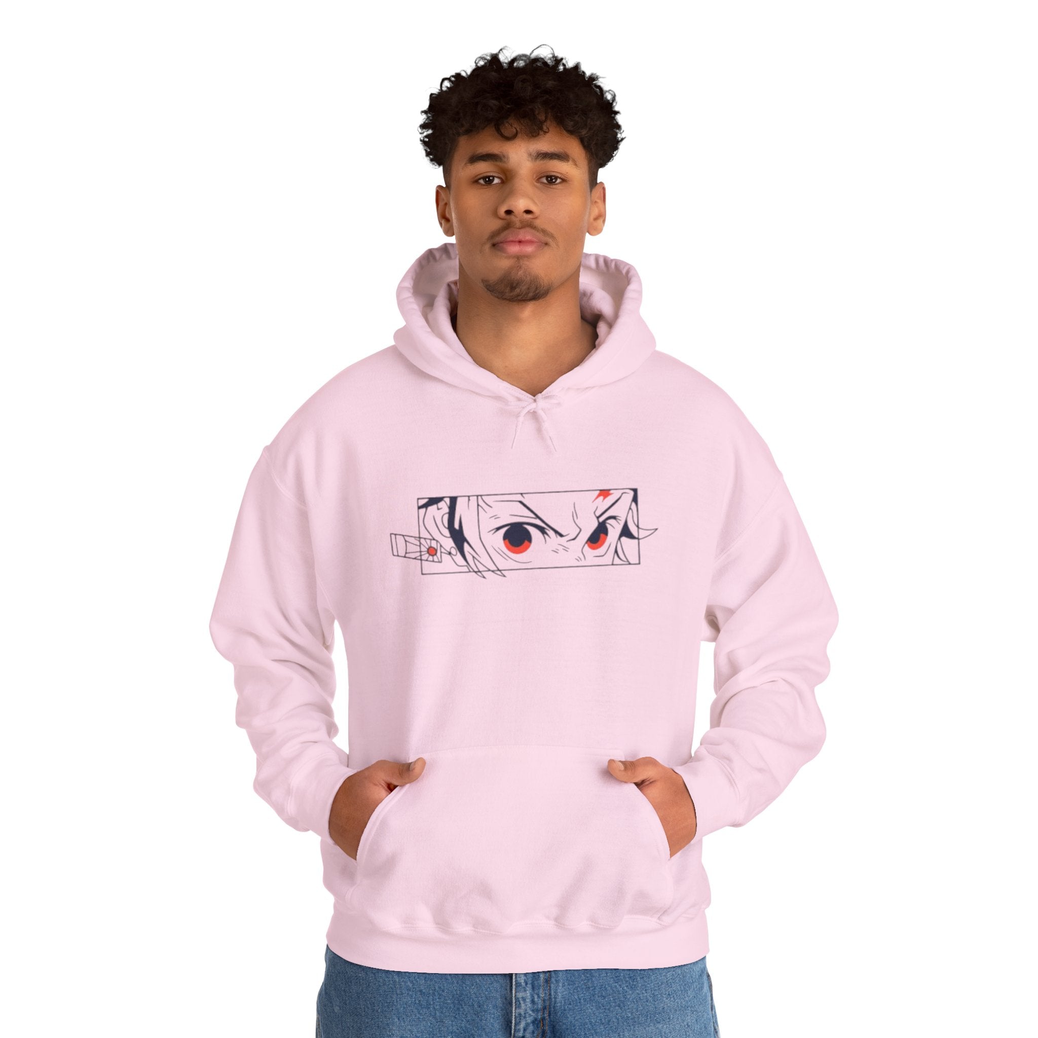 Anime Eyes Hoodie — Minimal Red & Black Manga Gaze Sweatshirt