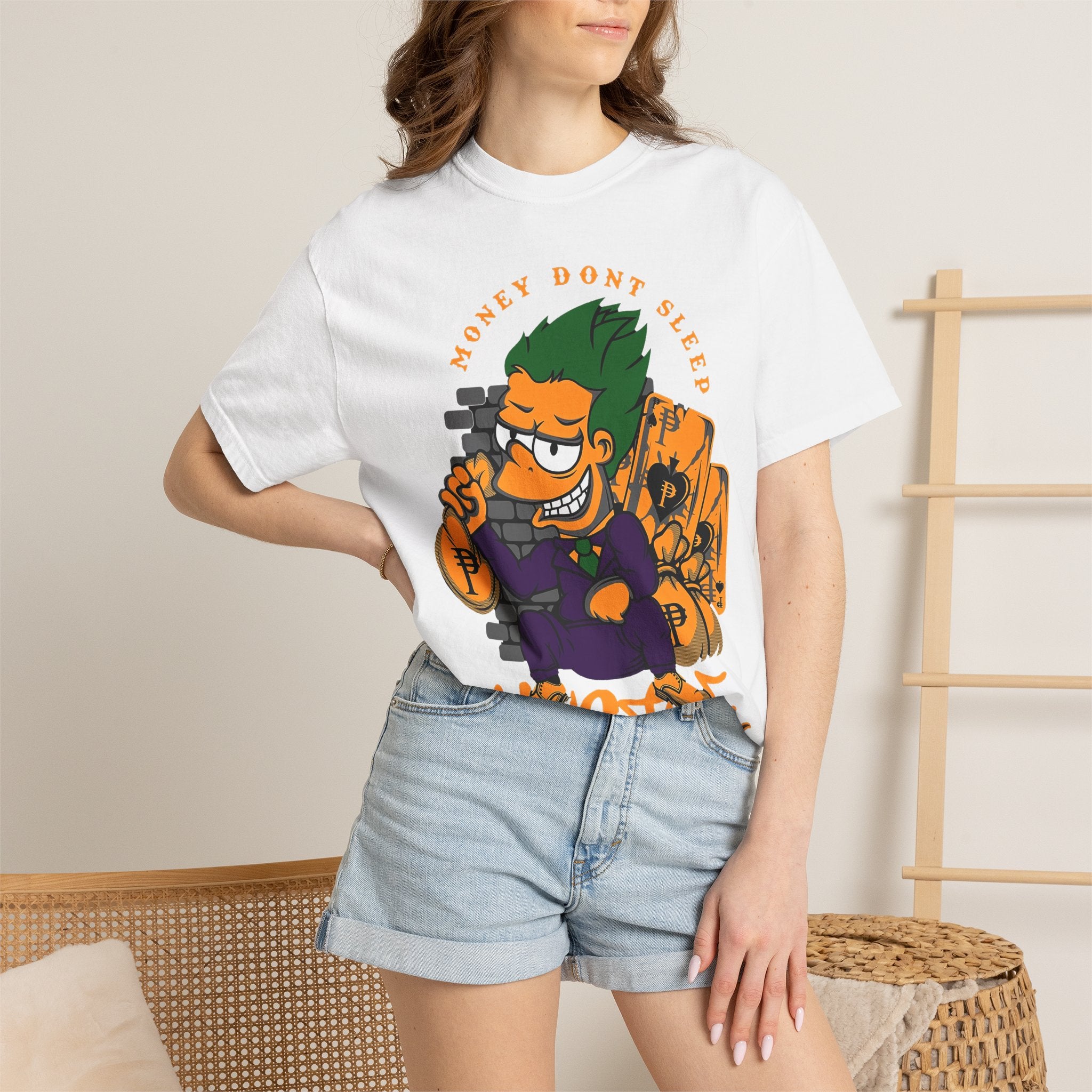 T-Shirt — 'Money Don’t Sleep' Cartoon Hustle Tee