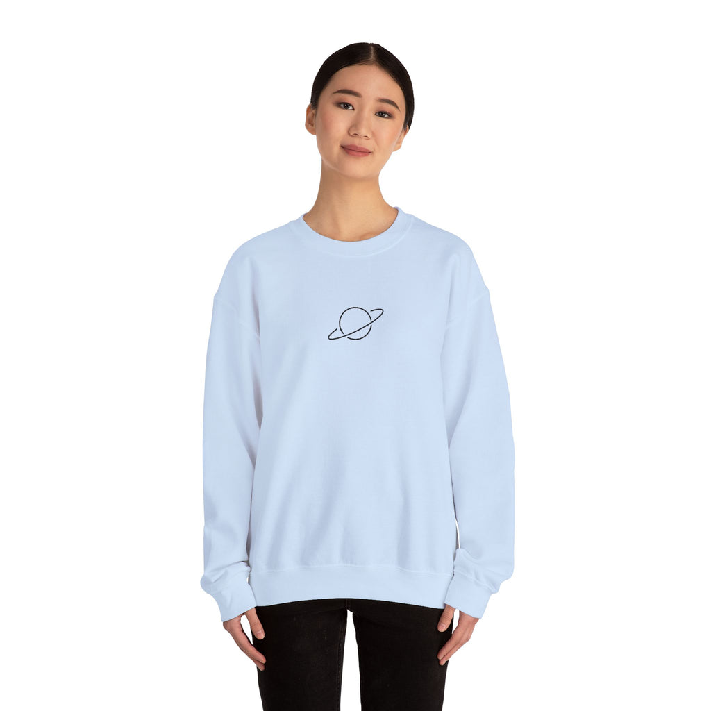 Minimal Planet Crewneck Sweatshirt Embroidered