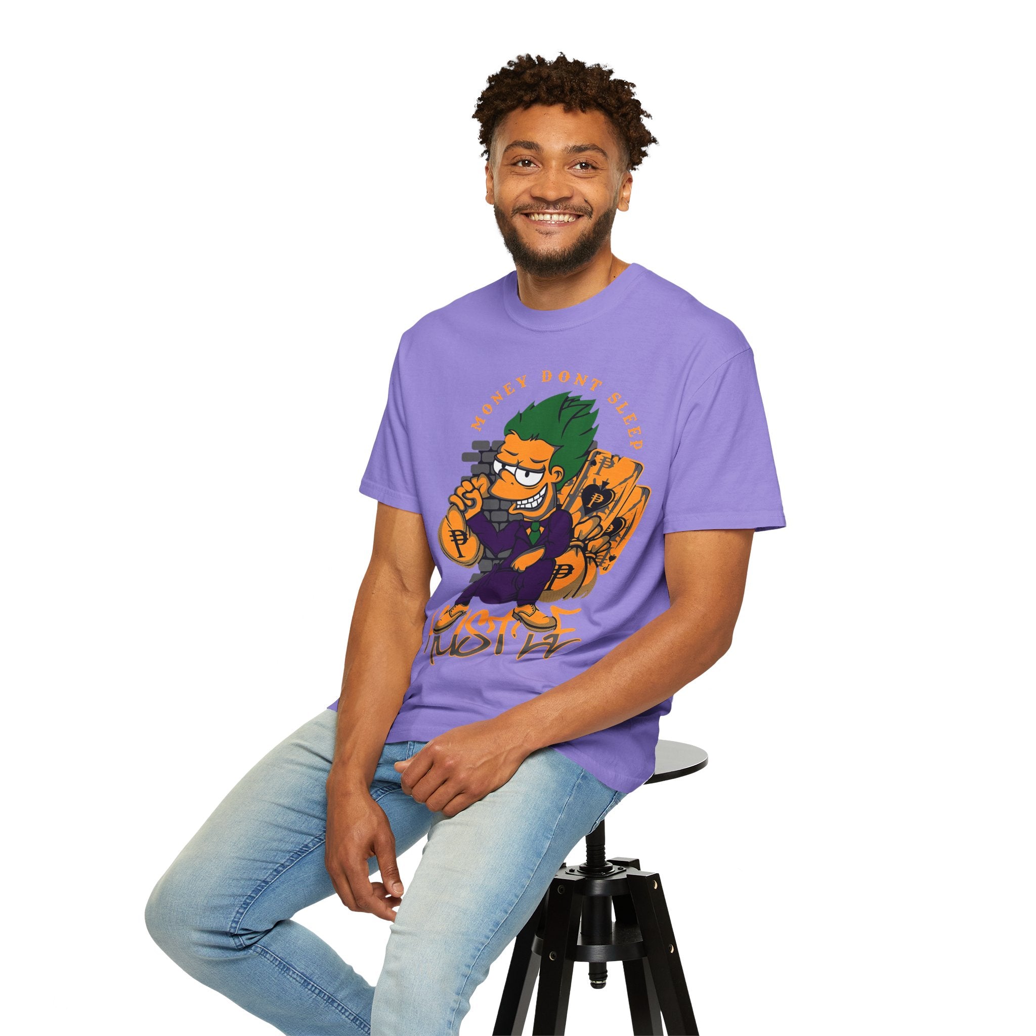 T-Shirt — 'Money Don’t Sleep' Cartoon Hustle Tee