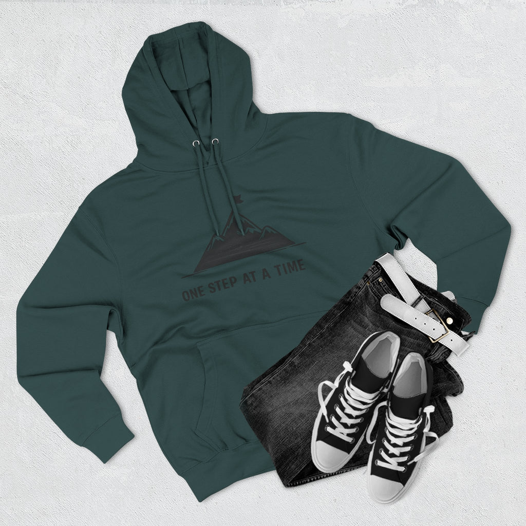 Hoodie - 'One Step at a Time' Mountain Graphic Fleece Hoodie
