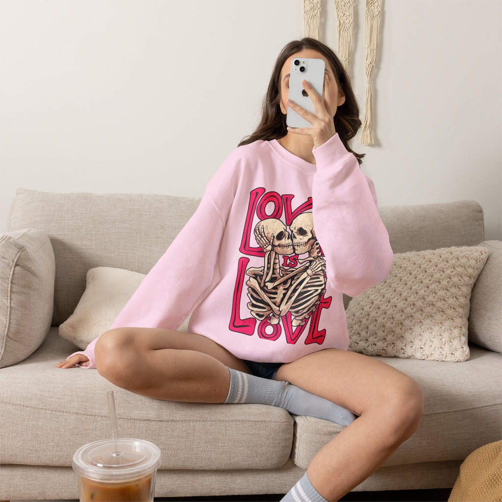 Skeleton Couple 'Love Is Love' Crewneck Sweatshirt