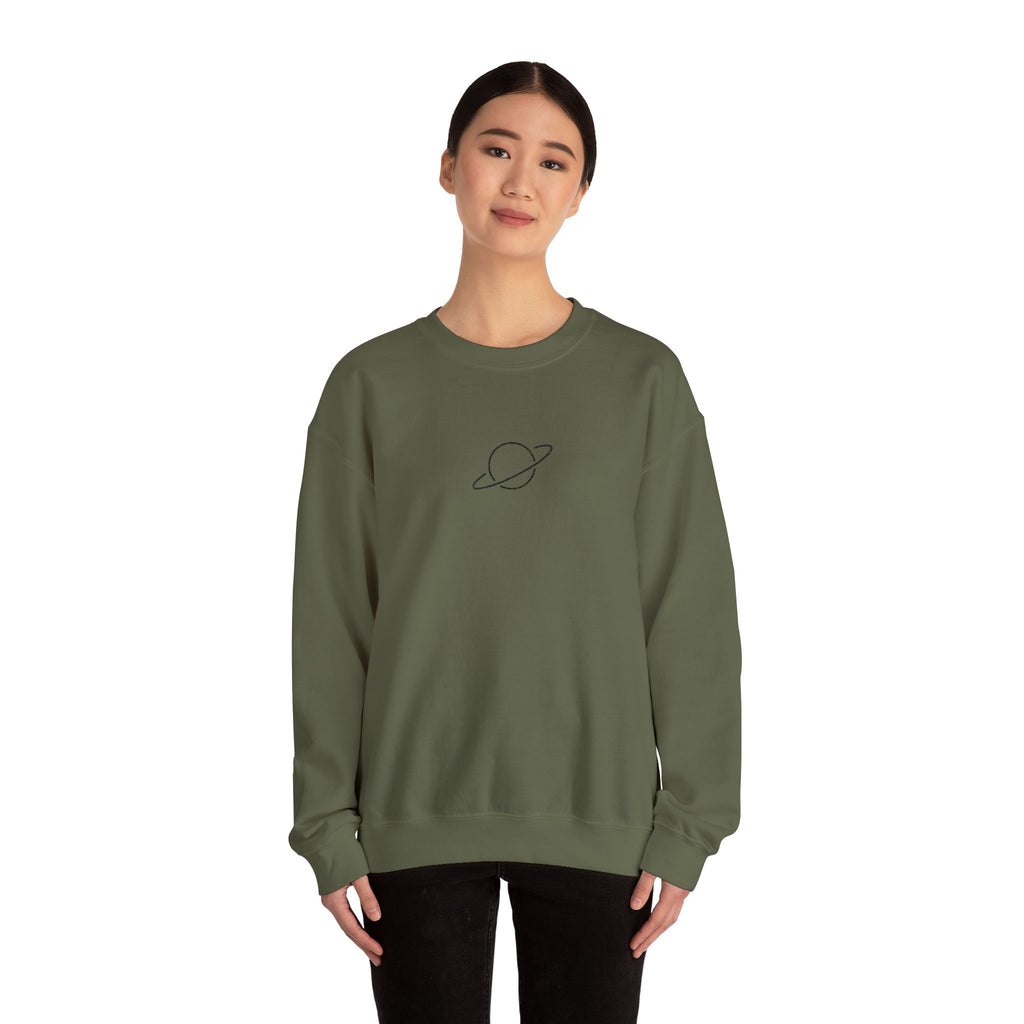 Minimal Planet Crewneck Sweatshirt Embroidered