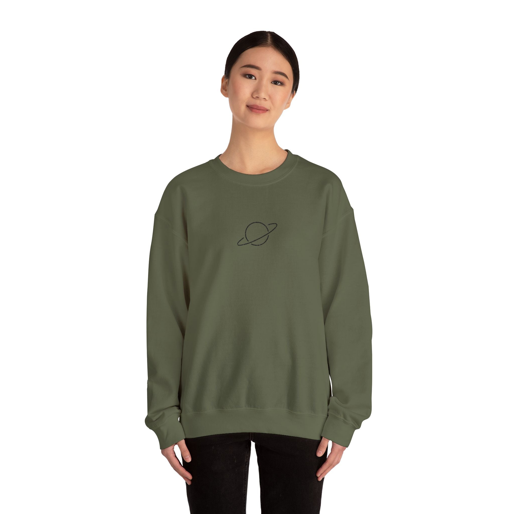 Minimal Planet Crewneck Sweatshirt Embroidered