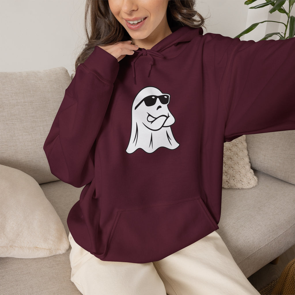 Cool Sunglasses Ghost Hoodie — Cute Minimalist Halloween Pullover