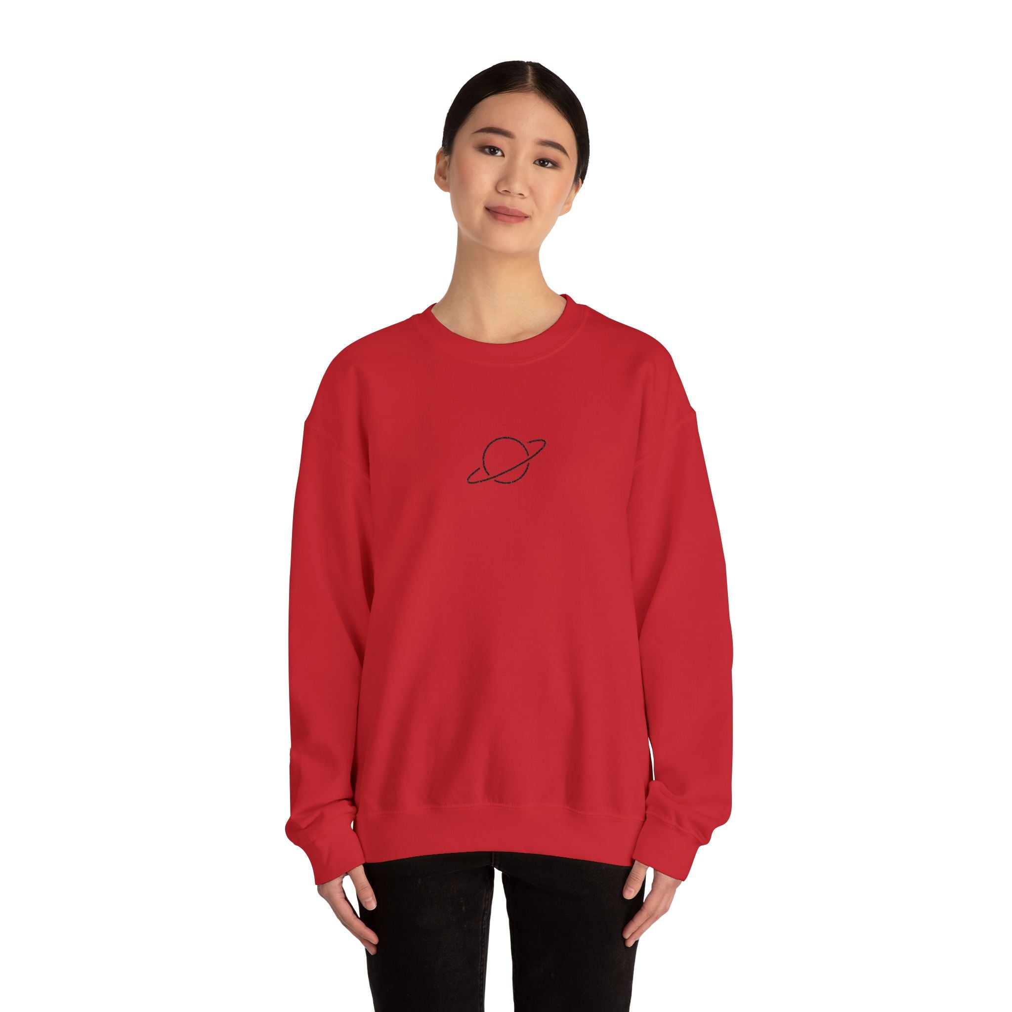 Minimal Planet Crewneck Sweatshirt Embroidered