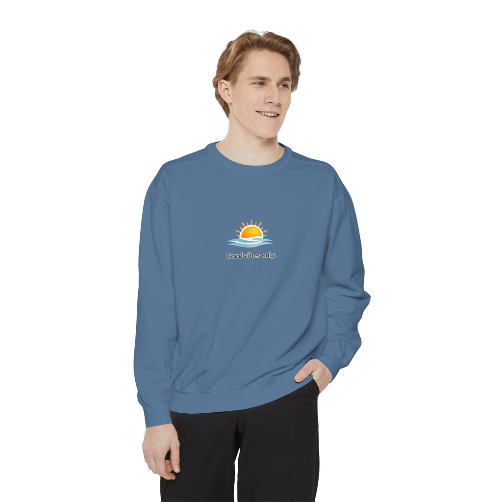 Good Vibes Only Sweatshirt — Sunrise Graphic Cozy Pullover