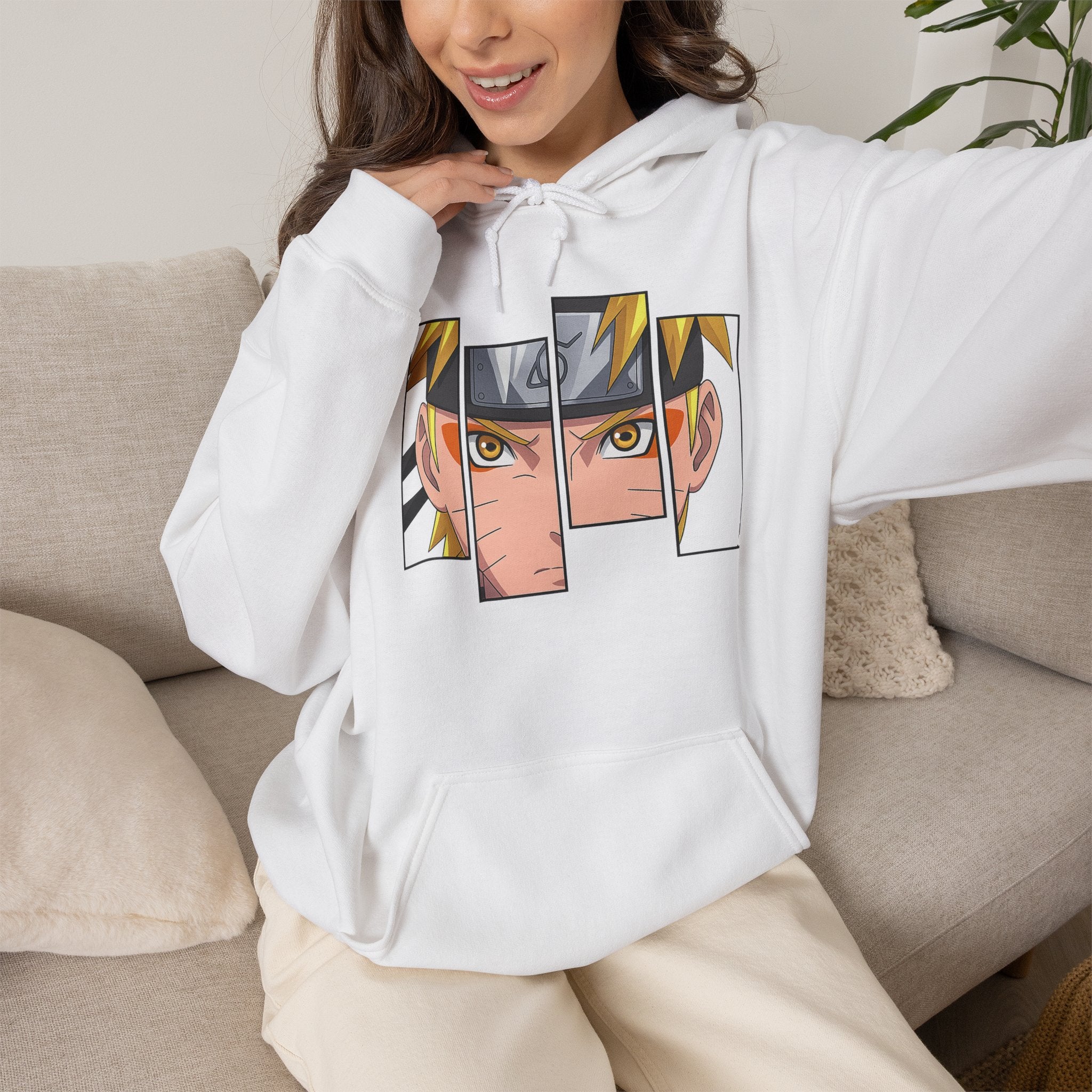 Anime Eyes Split-Panel Hoodie