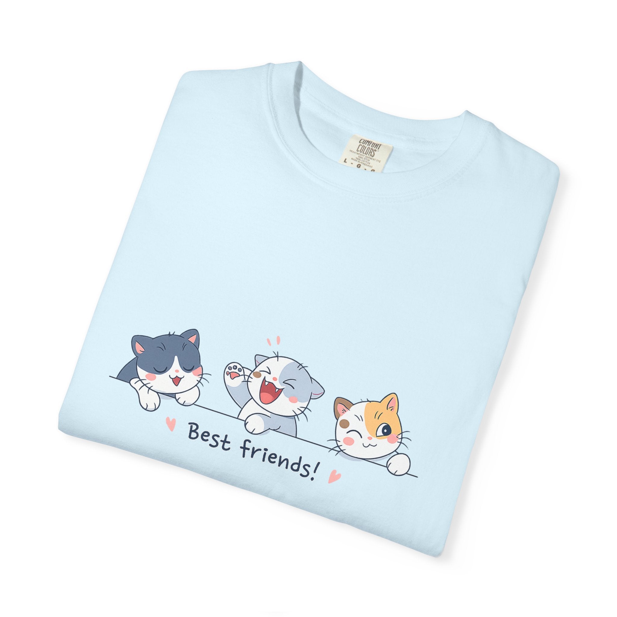 Cute ‘Best Friends!’ Cat T-Shirt — Cartoon Kitten Trio Graphic Tee