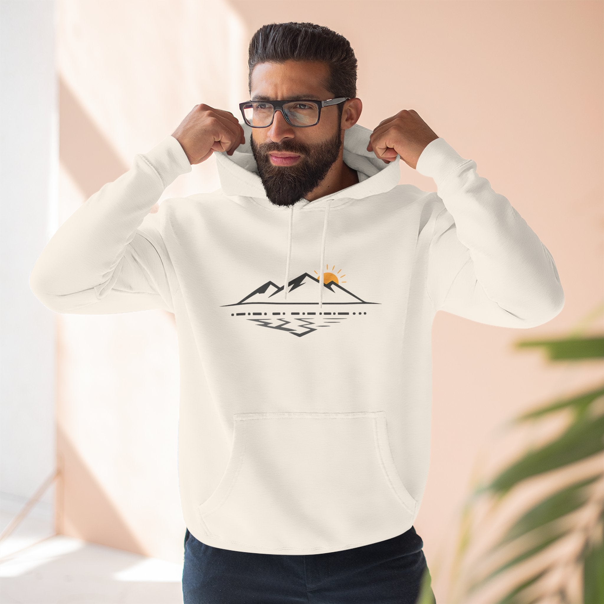 Mountain Sunrise Hoodie — Minimal Outdoor Graphic Pullover