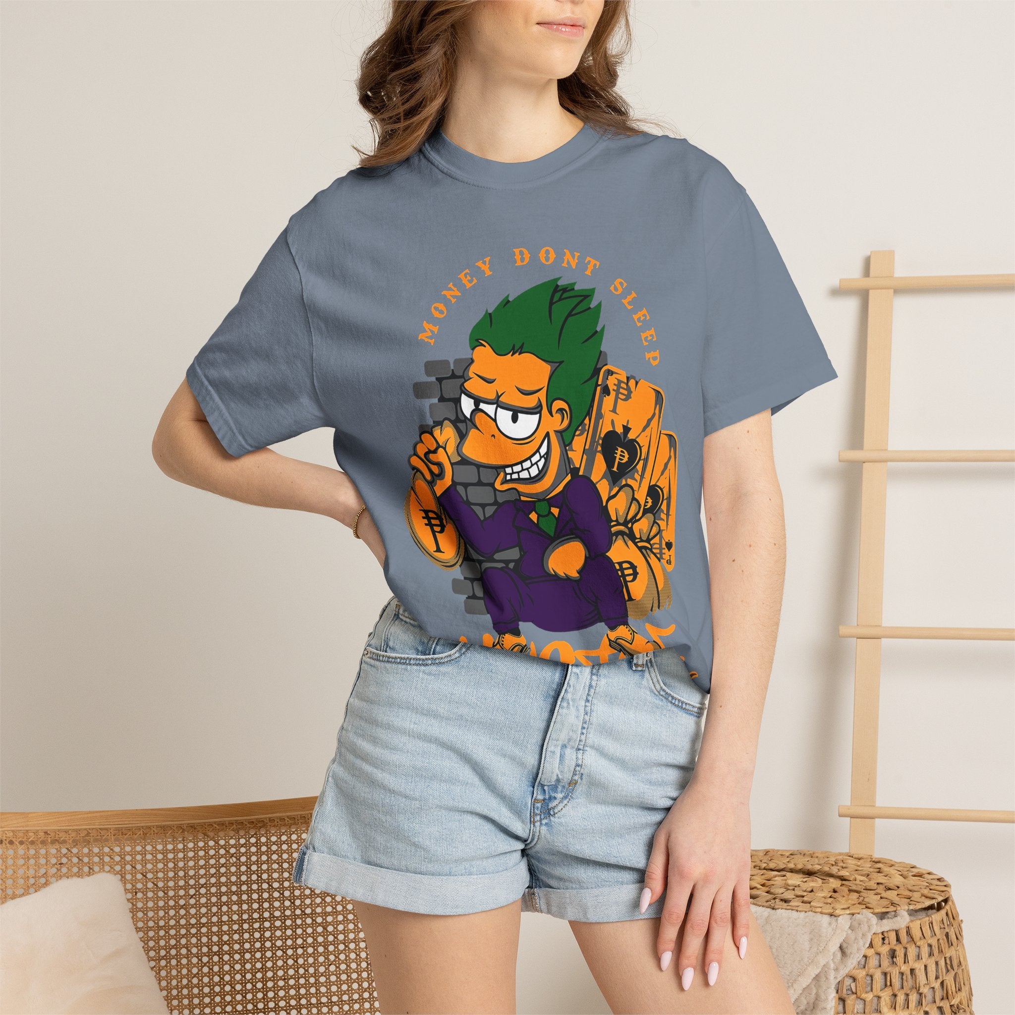 T-Shirt — 'Money Don’t Sleep' Cartoon Hustle Tee