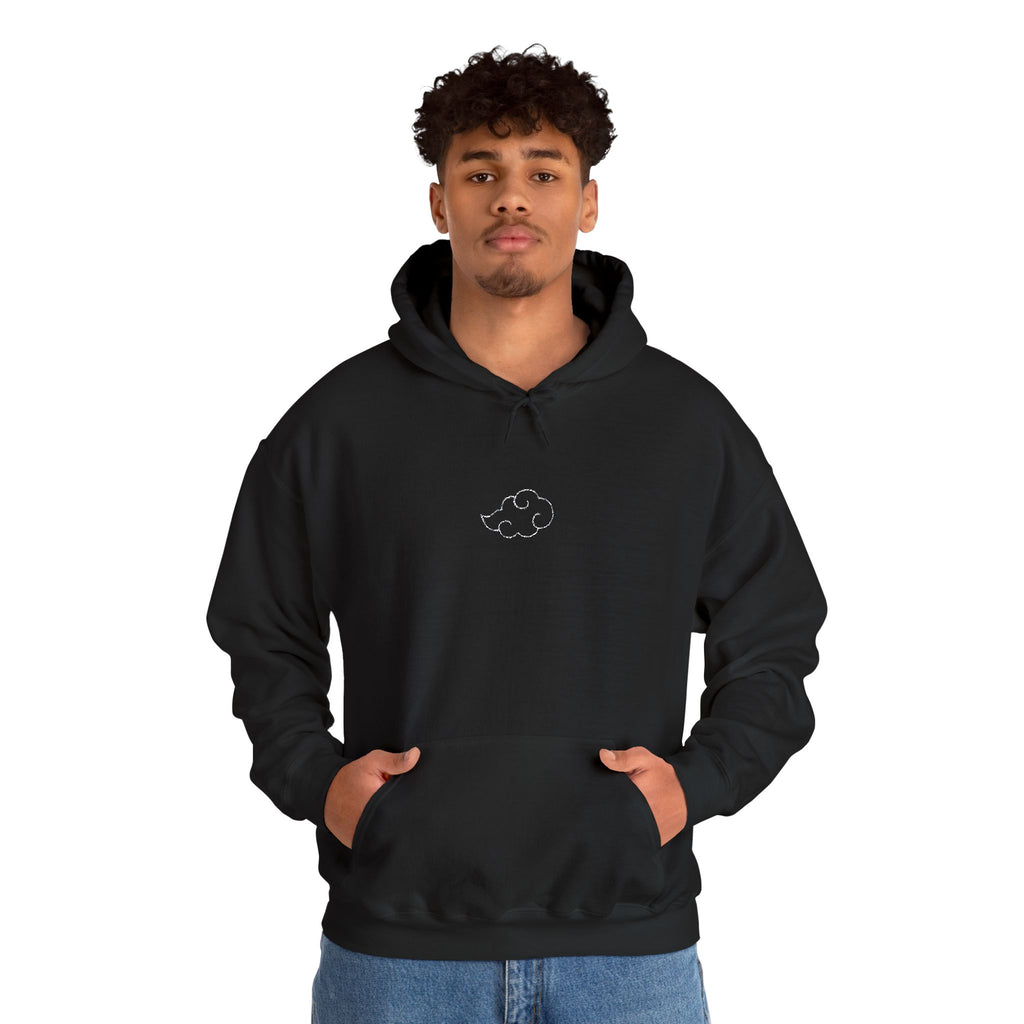 Minimal Cloud Outline Hoodie — Small White Cloud Graphic Embroidered