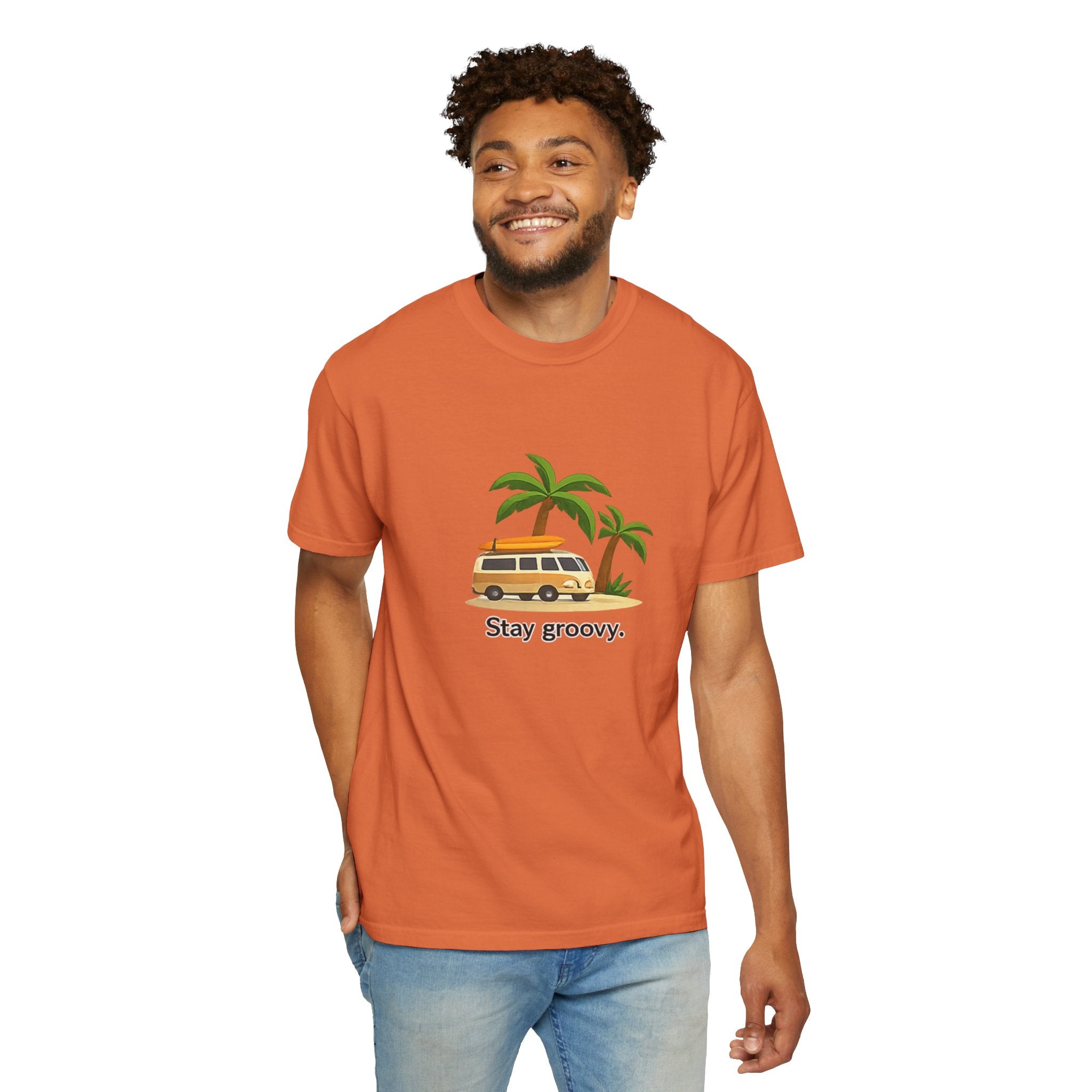 Vintage Surf Van T-Shirt – "Stay Groovy" Retro Beach Tee