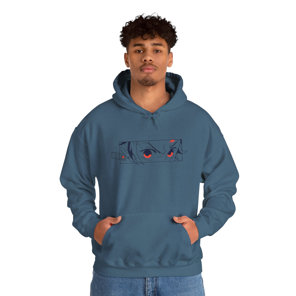 Anime Eyes Hoodie — Minimal Red & Black Manga Gaze Sweatshirt