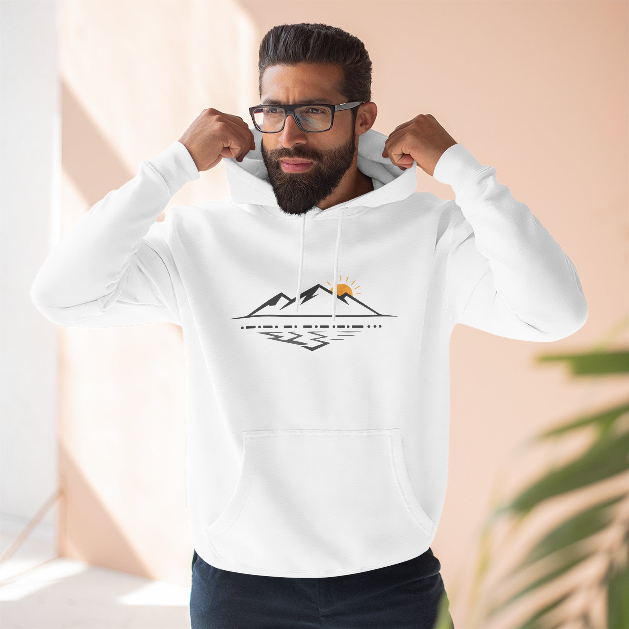 Mountain Sunrise Hoodie — Minimal Outdoor Graphic Pullover