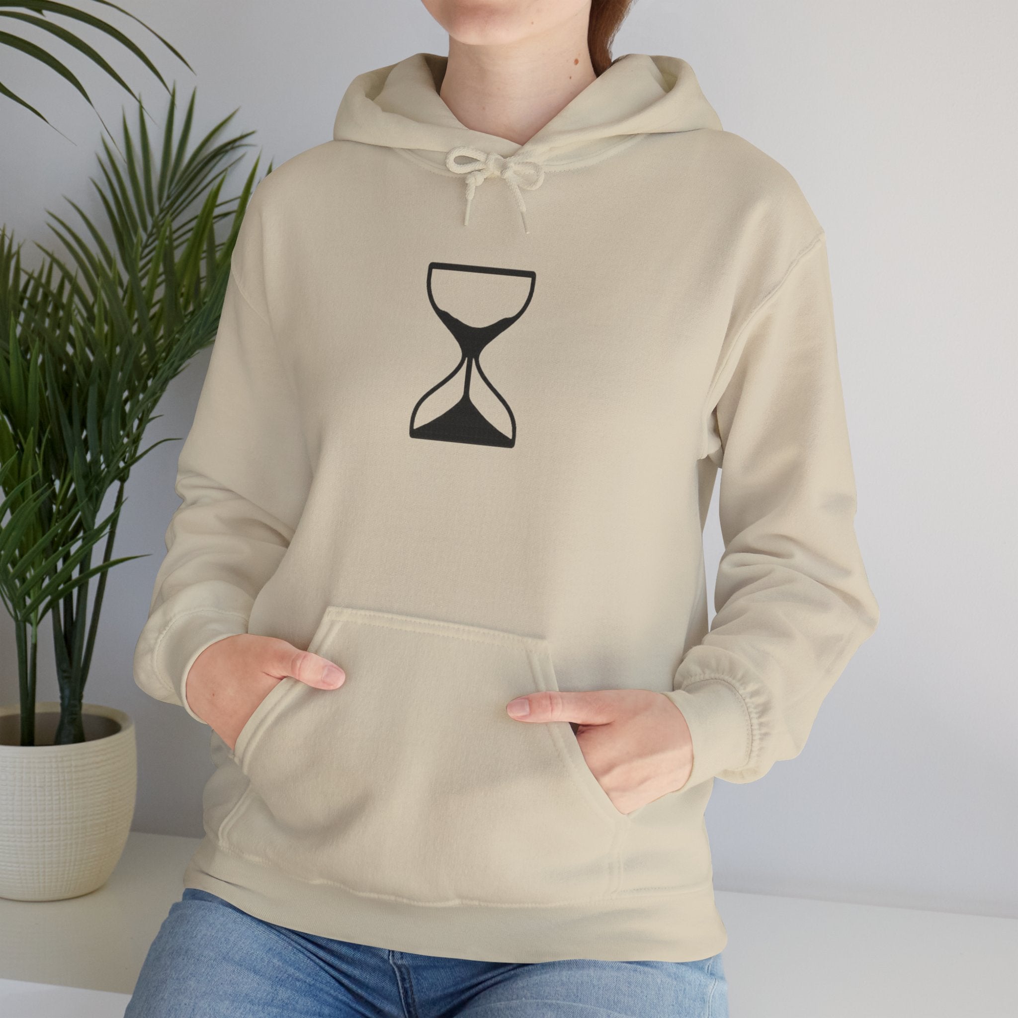 Hourglass Minimalist Hoodie — Simple Time Symbol Pullover