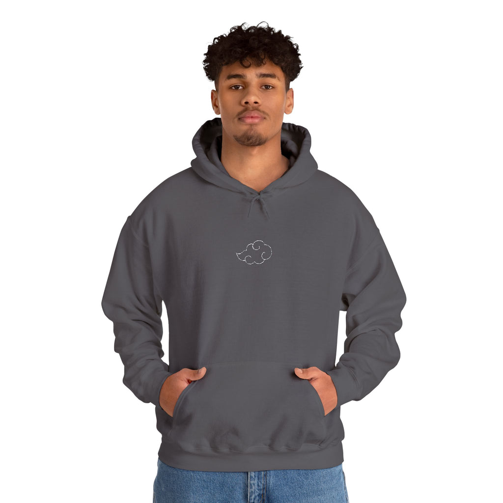 Minimal Cloud Outline Hoodie — Small White Cloud Graphic Embroidered