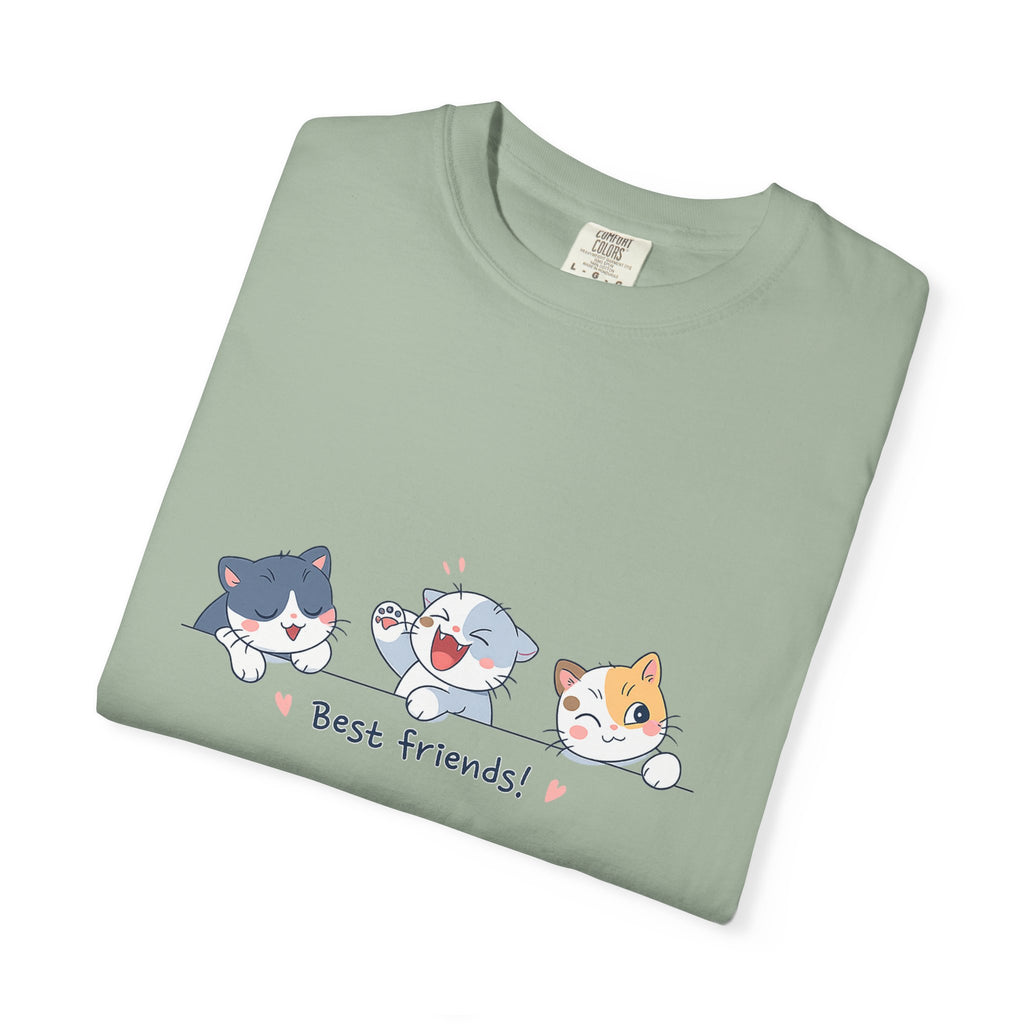 Cute ‘Best Friends!’ Cat T-Shirt — Cartoon Kitten Trio Graphic Tee