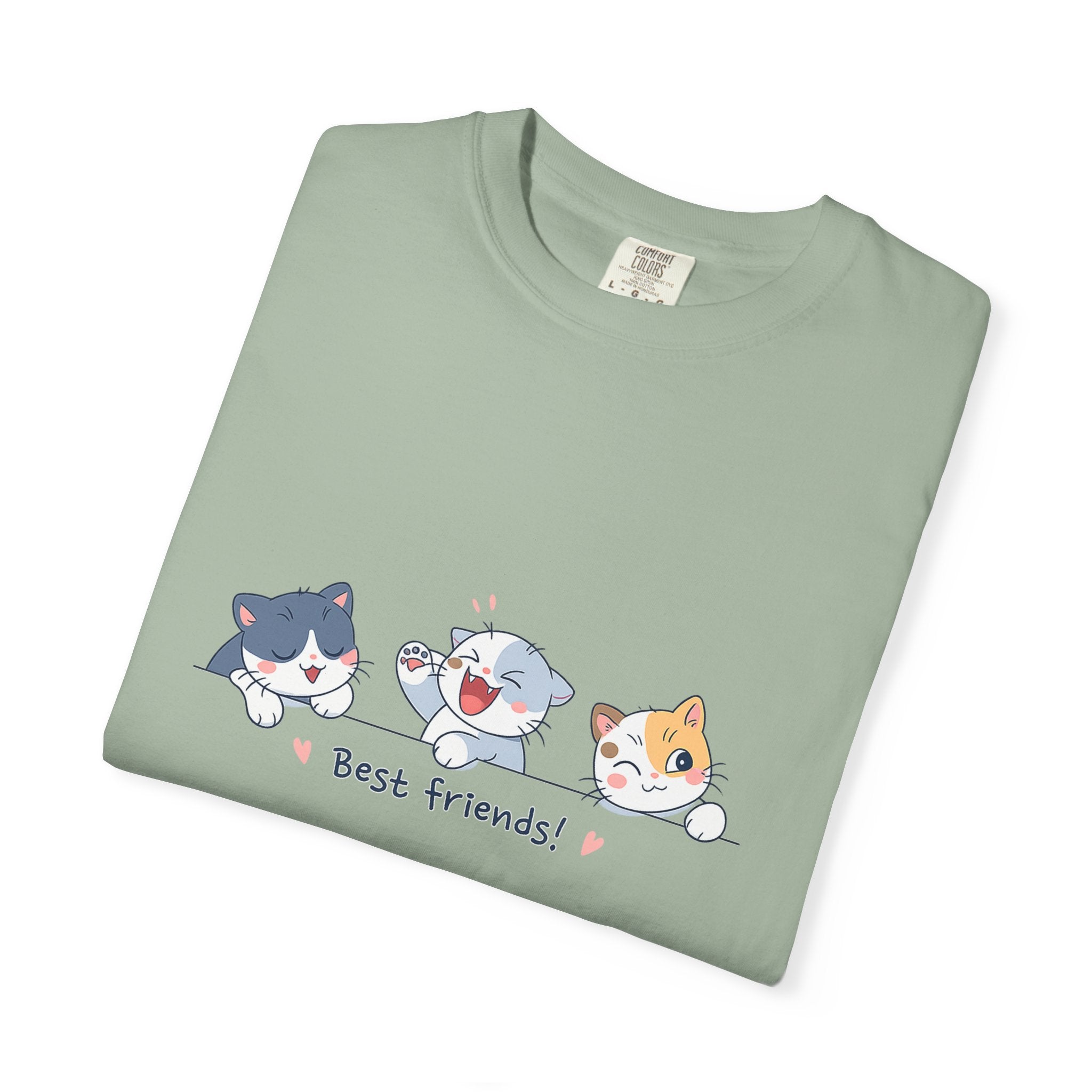 Cute ‘Best Friends!’ Cat T-Shirt — Cartoon Kitten Trio Graphic Tee