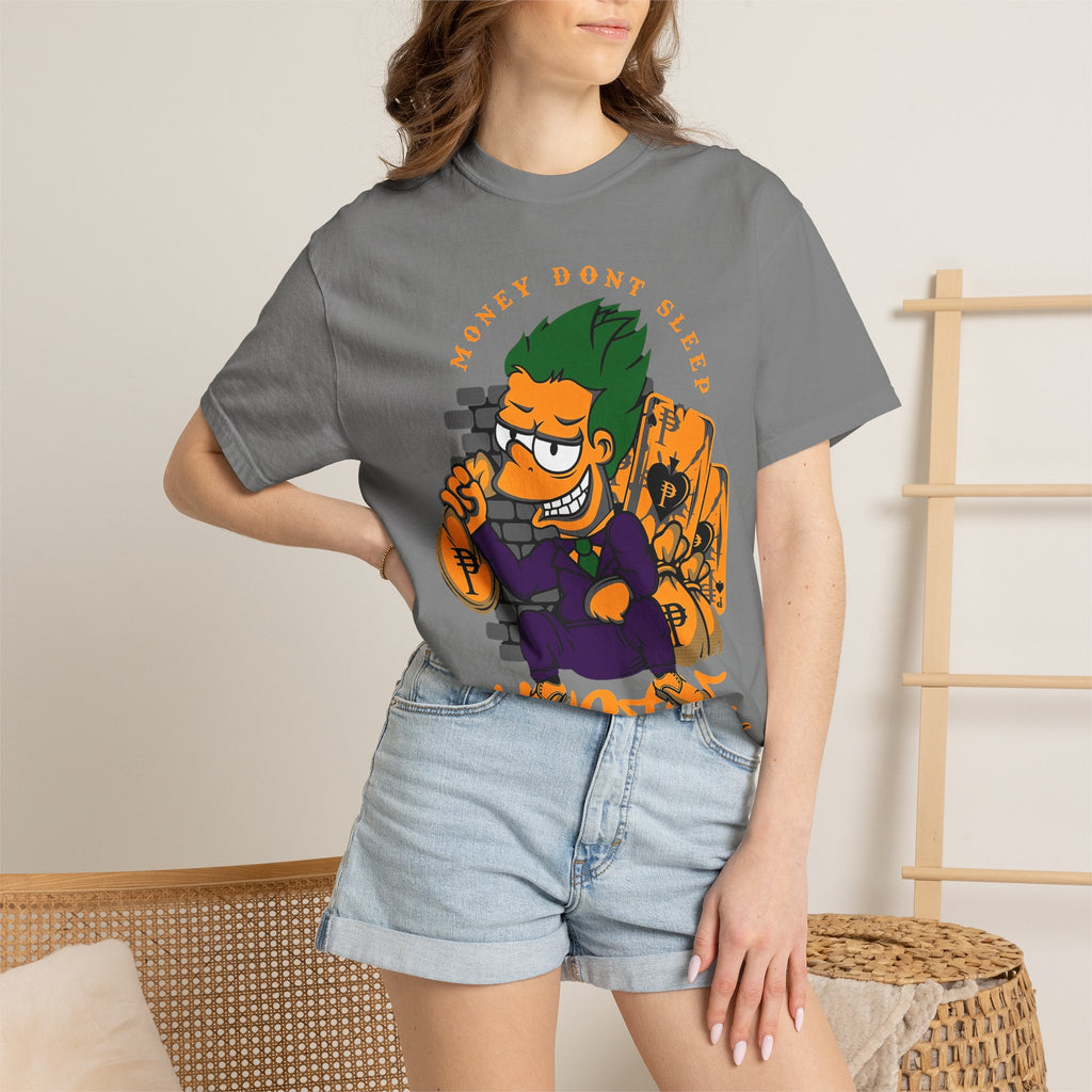 T-Shirt — 'Money Don’t Sleep' Cartoon Hustle Tee