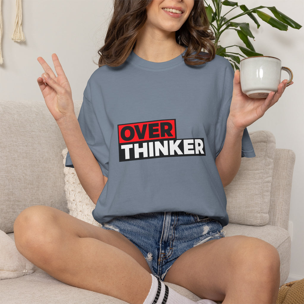 Overthinker Graphic T-Shirt — Bold Red & Black Text Tee