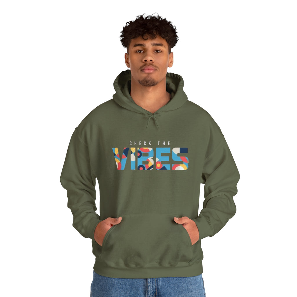 Check The Vibes Hoodie – Colorful Retro Graphic Pullover