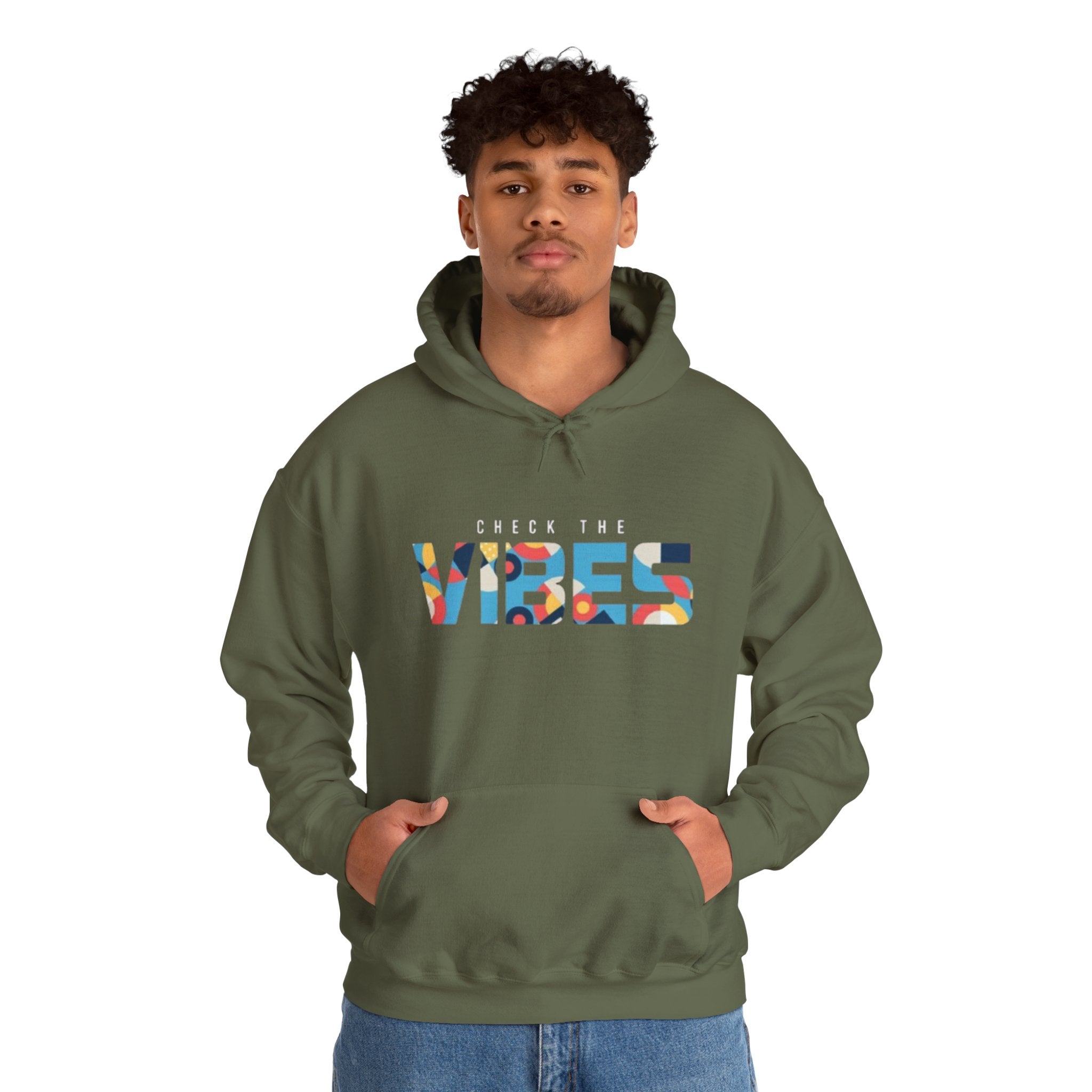 Check The Vibes Hoodie – Colorful Retro Graphic Pullover