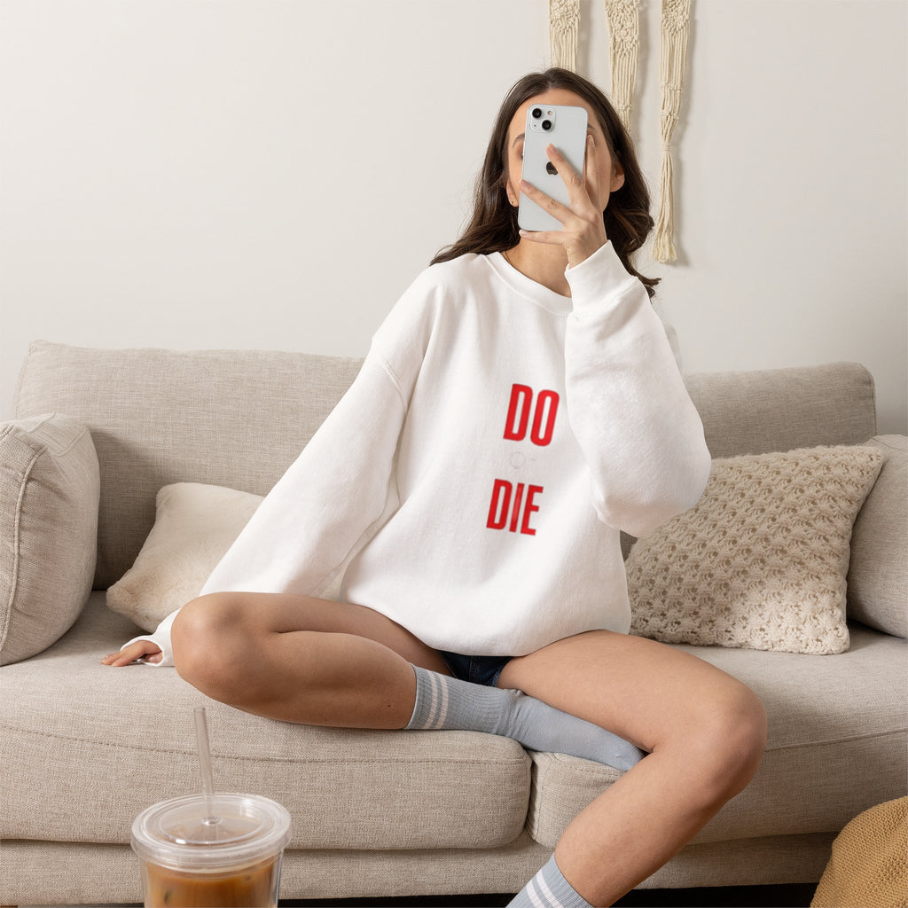 Crewneck Sweatshirt – Minimal 'DO / DIE' Red Vertical Typography