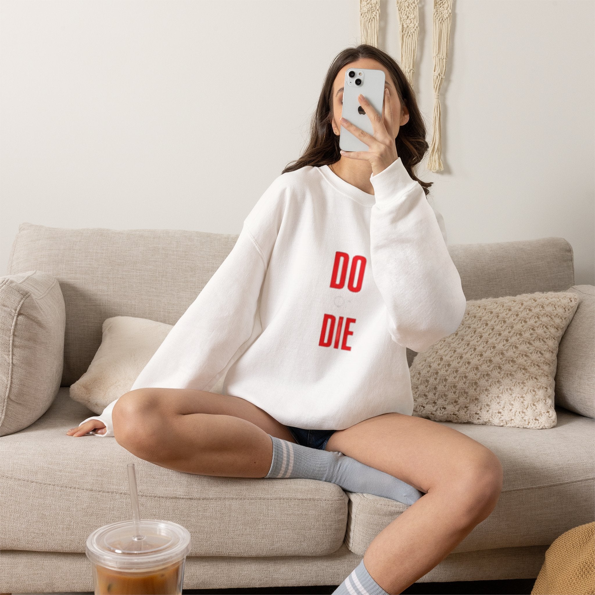 Crewneck Sweatshirt – Minimal 'DO / DIE' Red Vertical Typography