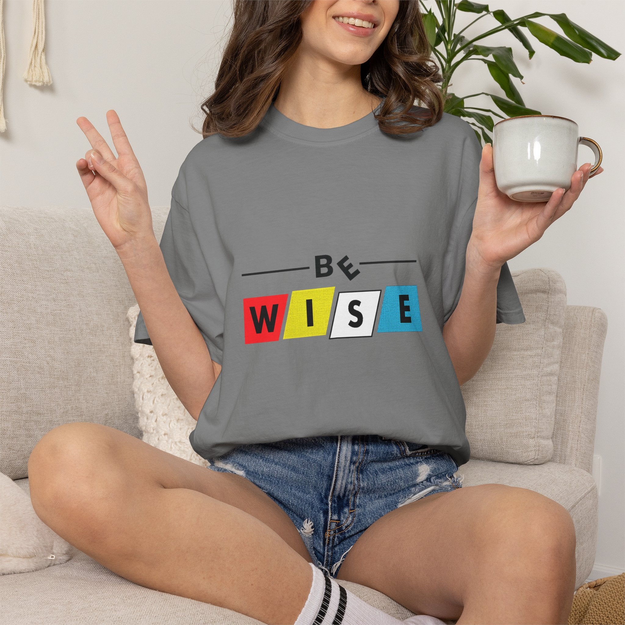 Be Wise Graphic T-Shirt — Color Block Inspirational Tee