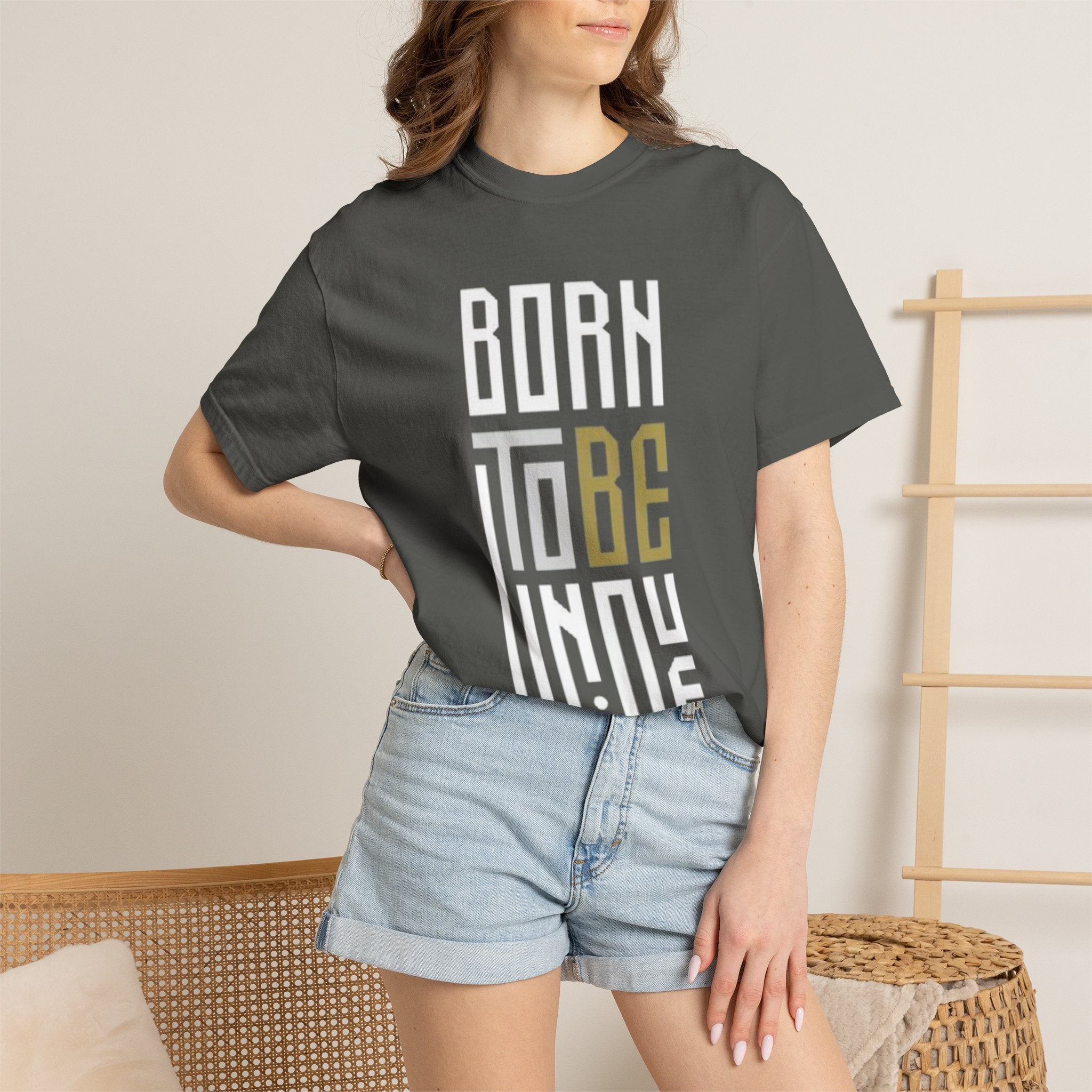 T-Shirt — "Born To Be Untile" Bold Vertical Typography Tee