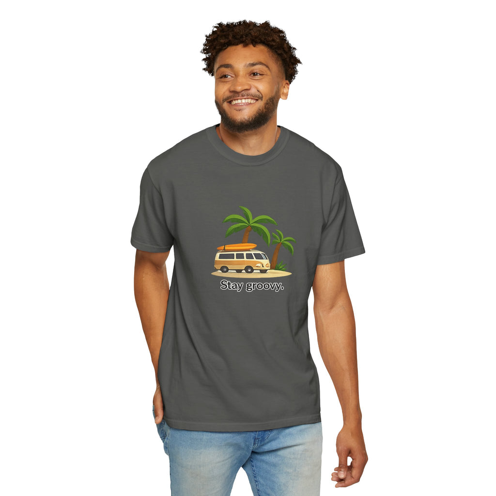 Vintage Surf Van T-Shirt – "Stay Groovy" Retro Beach Tee