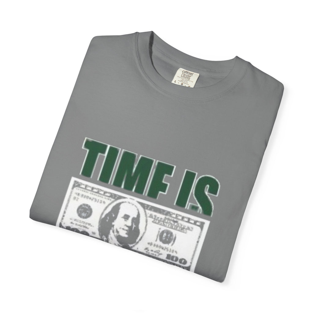 Money Vibe T-Shirt — "TIME IS" Graphic Dollar Bill Tee