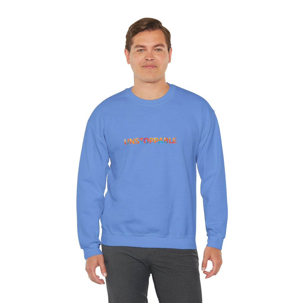 Unstoppable Crewneck Sweatshirt — Inspirational Rainbow Text Pullover
