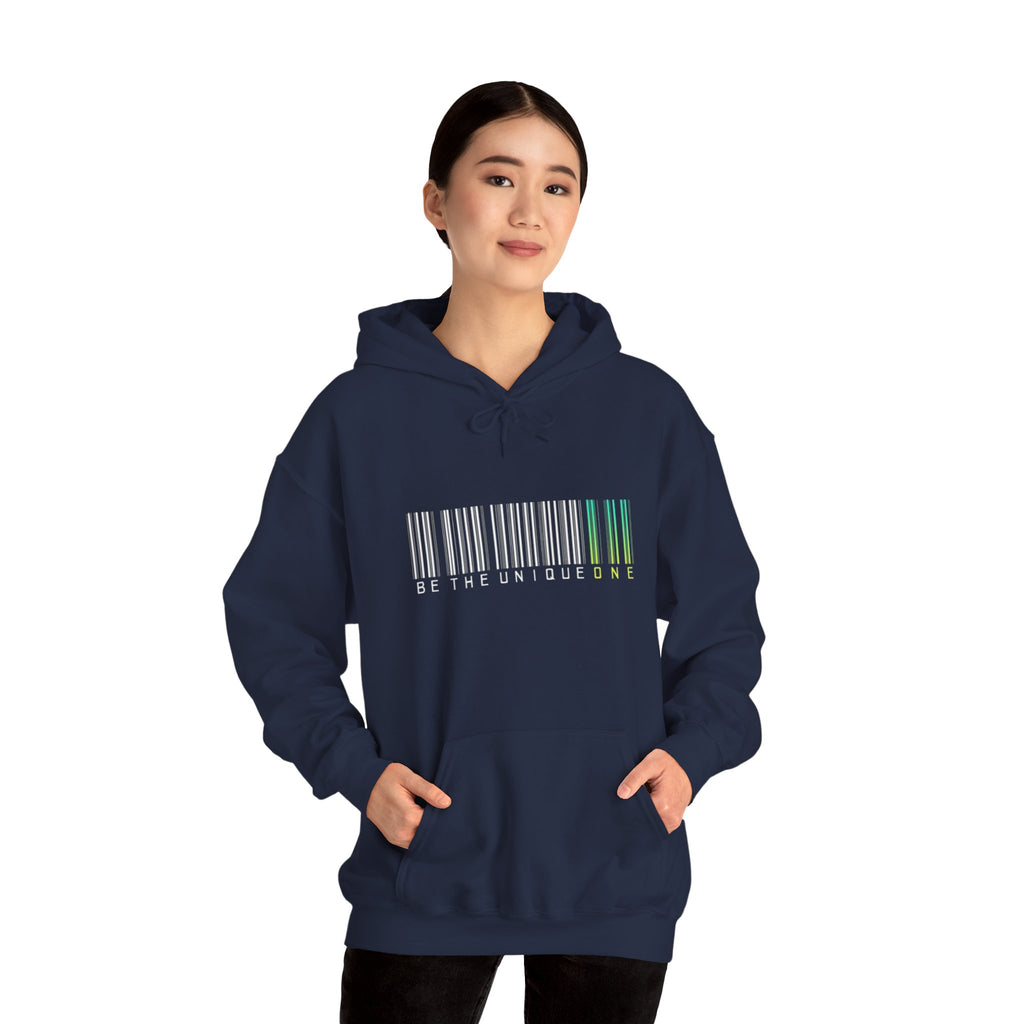 Unique One Barcode Hoodie — "Be the Unique One" Graphic Pullover