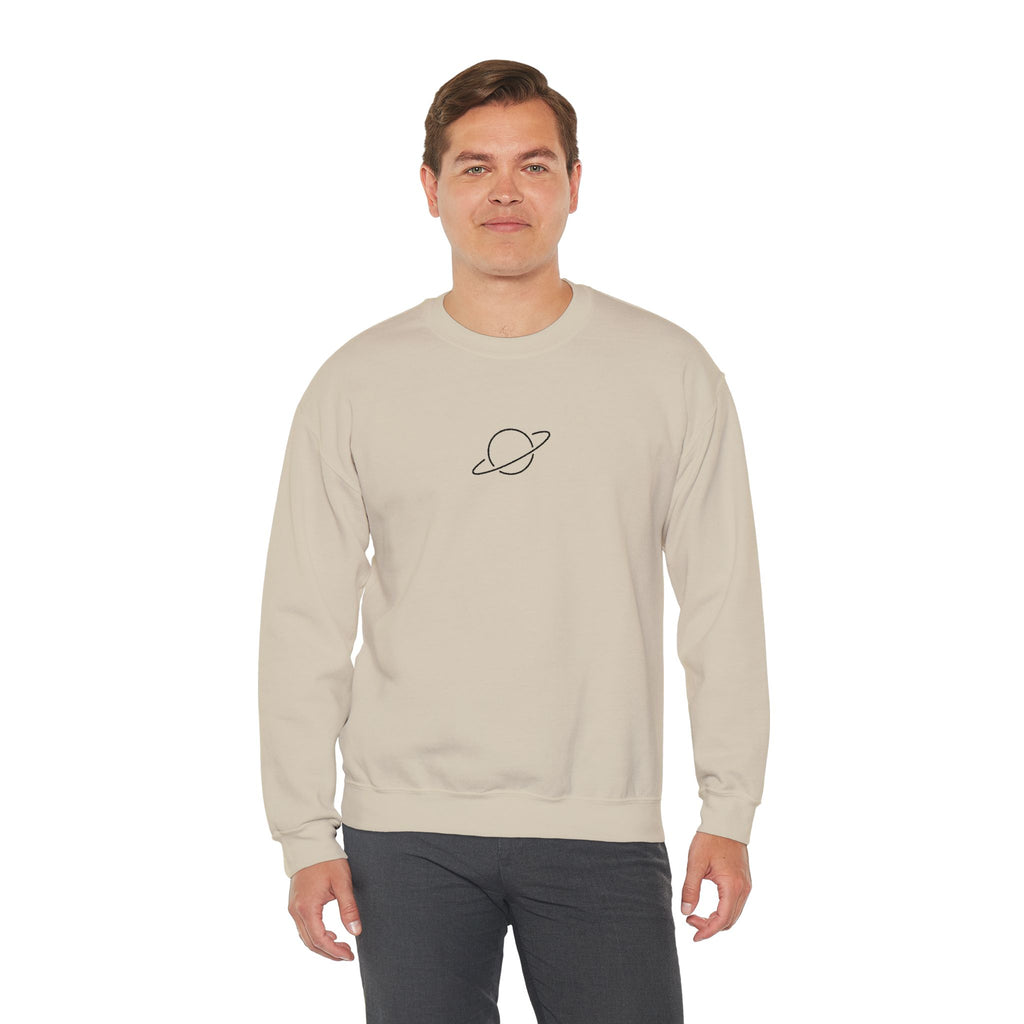 Minimal Planet Crewneck Sweatshirt Embroidered