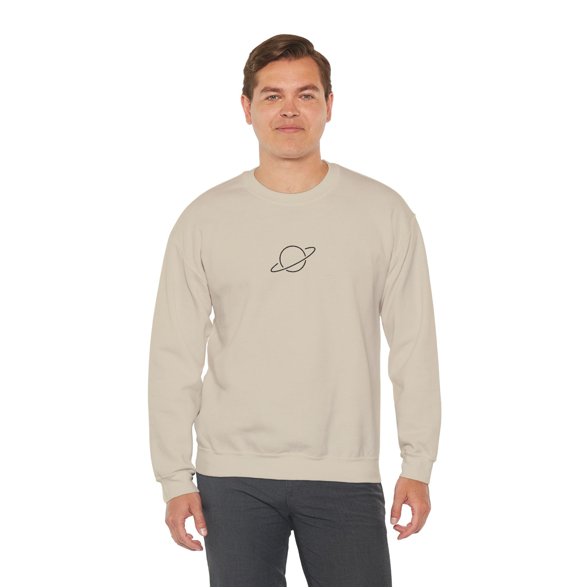 Minimal Planet Crewneck Sweatshirt Embroidered