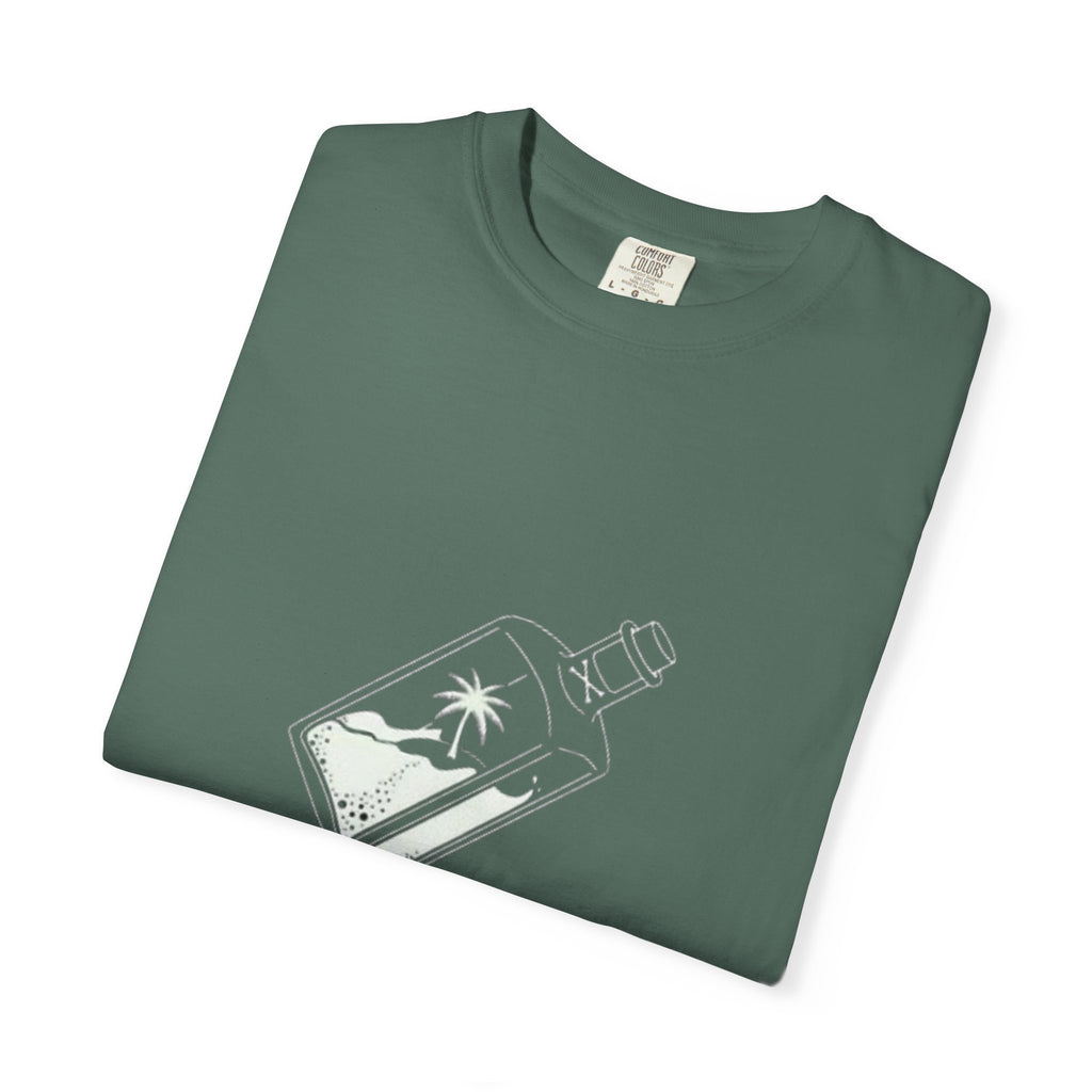 Pocket Island T‑Shirt — Minimal Bottle Isle Graphic Tee