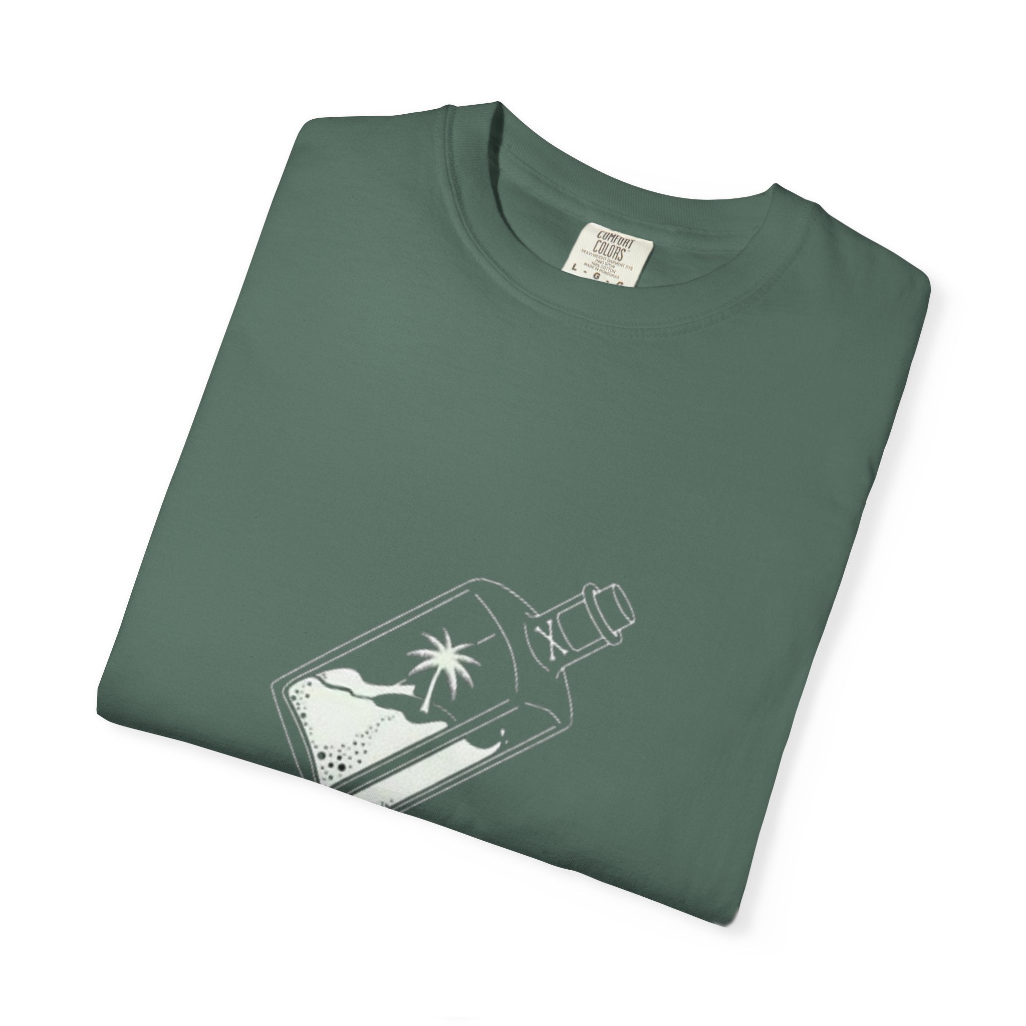 Pocket Island T‑Shirt — Minimal Bottle Isle Graphic Tee
