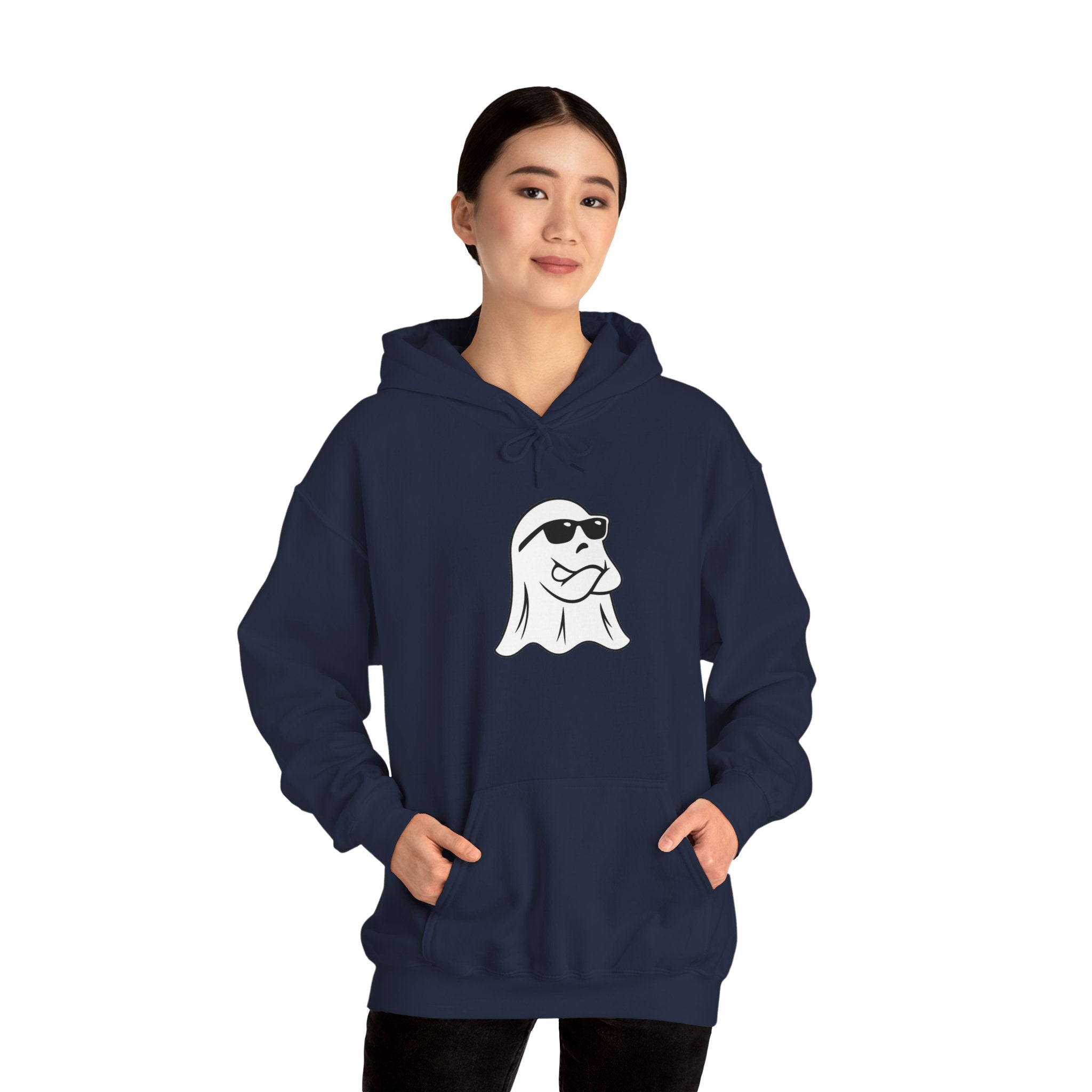 Cool Sunglasses Ghost Hoodie — Cute Minimalist Halloween Pullover