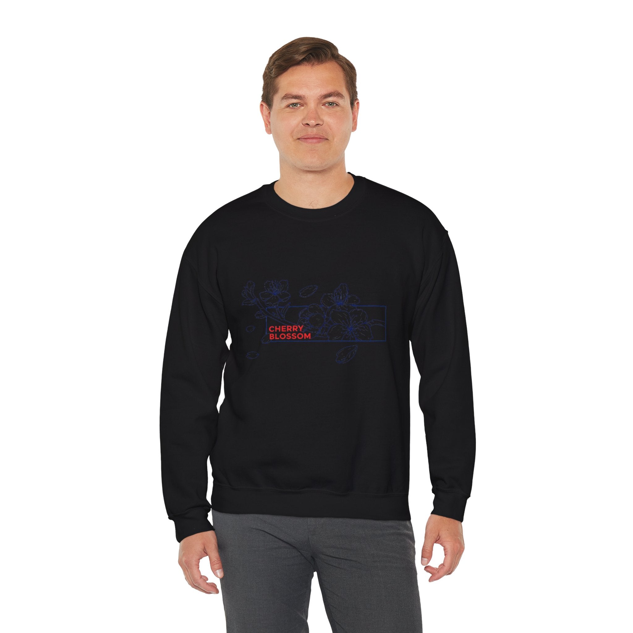 Cherry Blossom Crewneck Sweatshirt — Minimal Floral Graphic