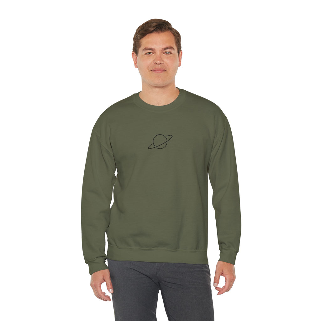 Minimal Planet Crewneck Sweatshirt Embroidered