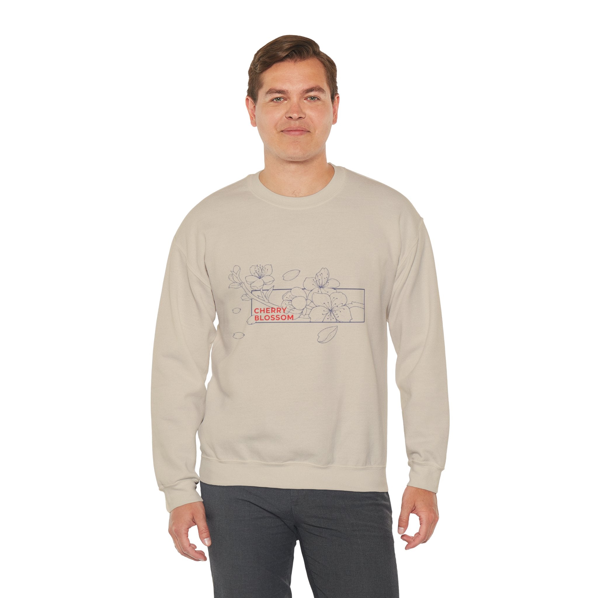 Cherry Blossom Crewneck Sweatshirt — Minimal Floral Graphic