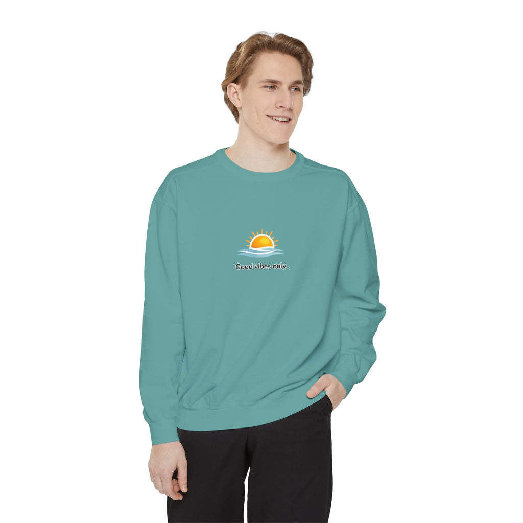 Good Vibes Only Sweatshirt — Sunrise Graphic Cozy Pullover