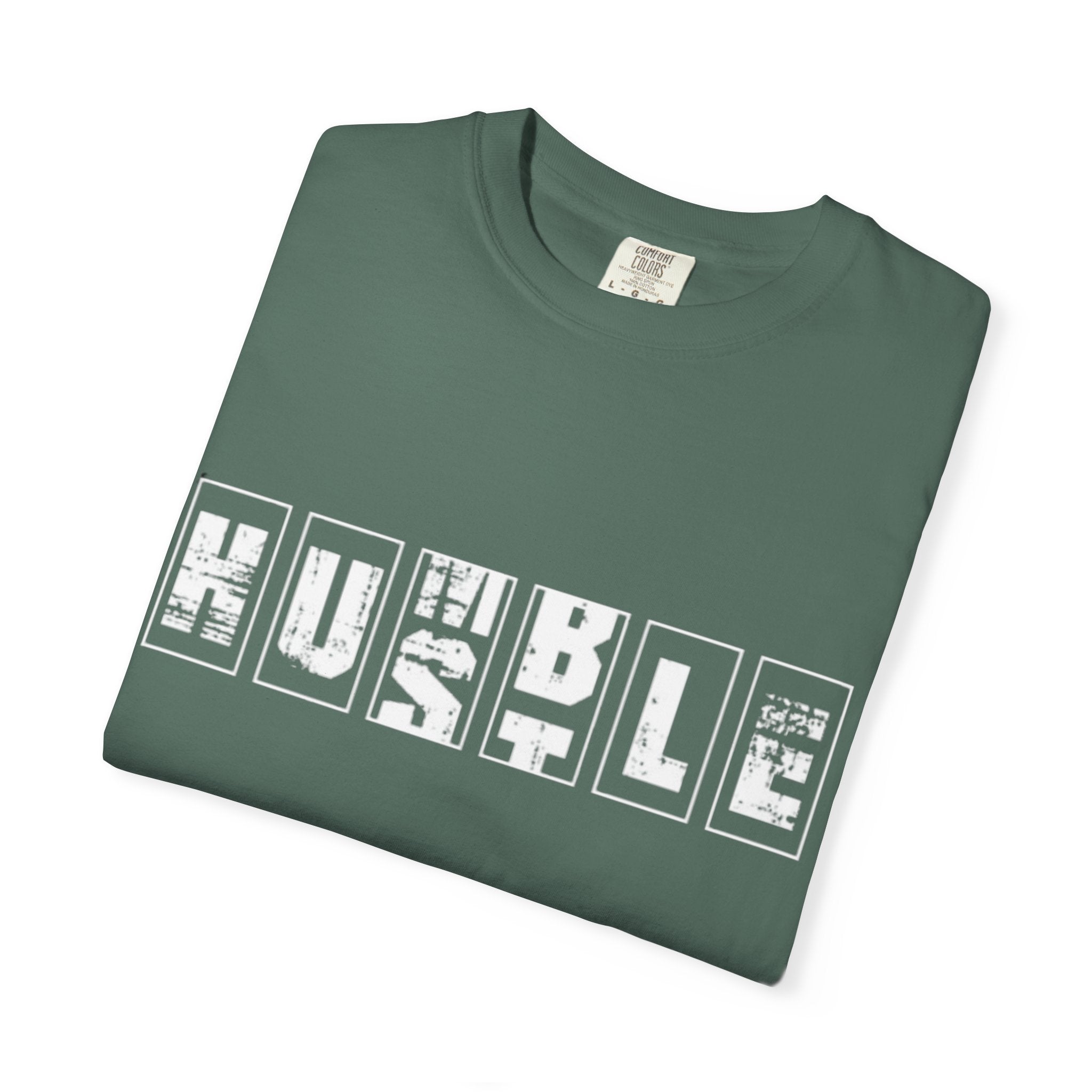 Hustle Block Letter T-Shirt — Vintage Graphic Tee with 'HUSTLE' Design