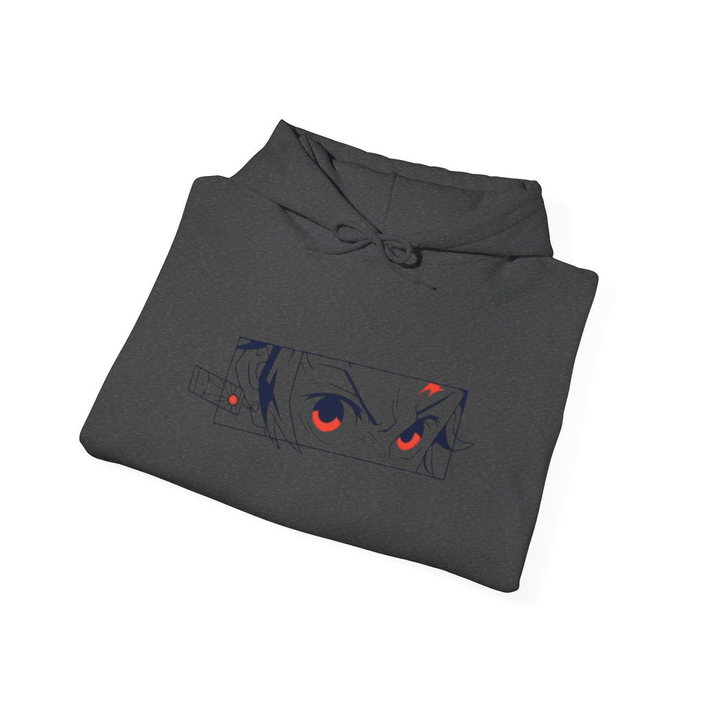 Anime Eyes Hoodie — Minimal Red & Black Manga Gaze Sweatshirt